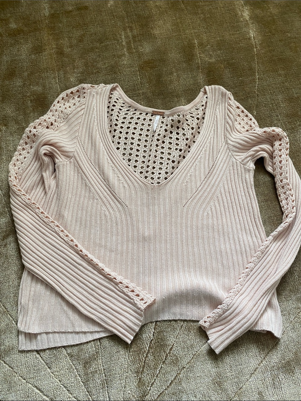 Free People Blush Crochet Openwork Knit Top 🩰